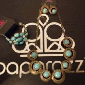 Brass/Turquoise necklace and bracelet